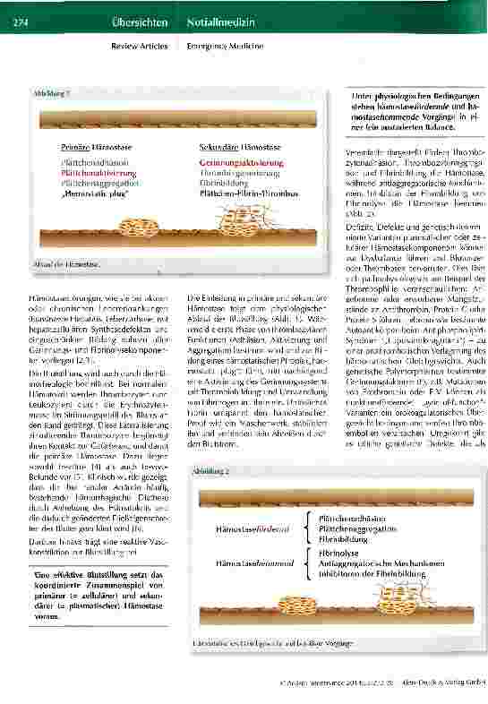 Vorschauseite 3: Hämostase im Schock Teil 2: Physiologie der Hämostase
