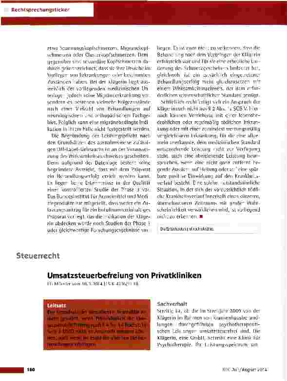 Vorschauseite 3: Erstattung von Kosten für eine Botoxbehandlung LSG Niedersachsen-Bremen vom 2.4.2014 (L 4 KR 286/13)