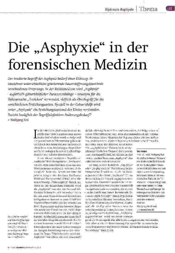 Vorschauseite 2: Die „Asphyxie in der forensischen Medizin