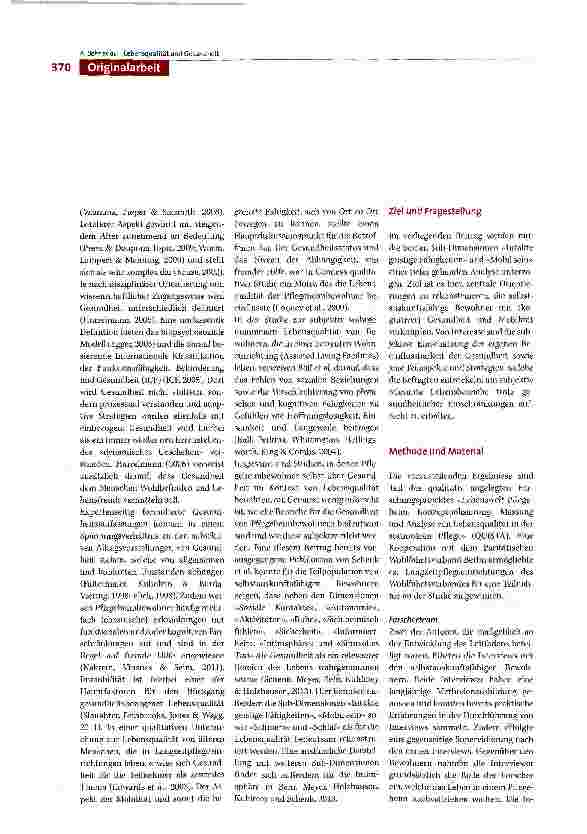 Vorschauseite 2: Lebensqualität und Gesundheit - Subjektive Perspektiven von selbstauskunftsfähigen Pflegeheimbewohnern - eine qualitative Studie