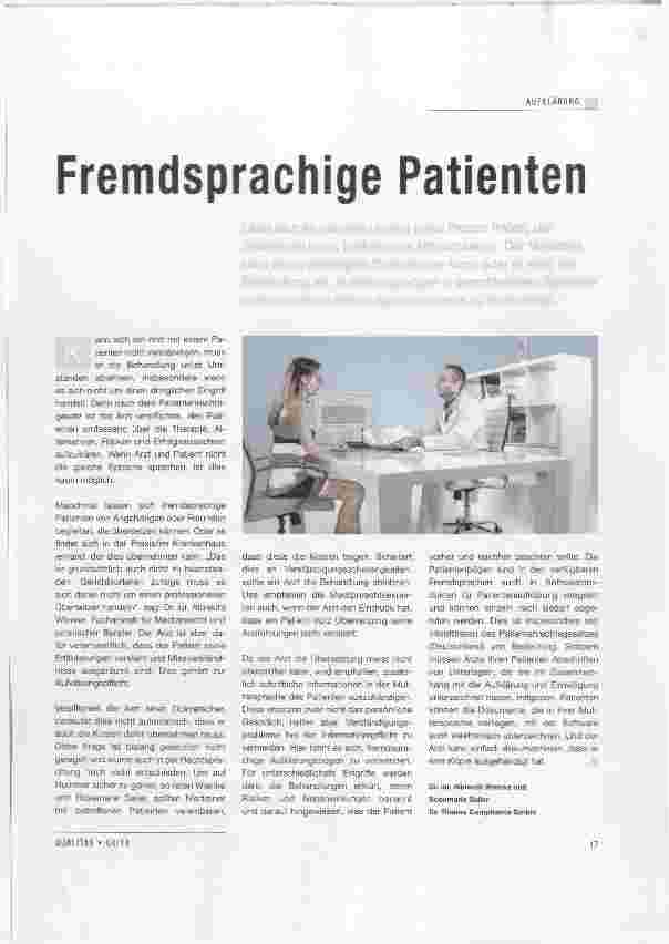 Vorschauseite 1: Fremdsprachige Patienten