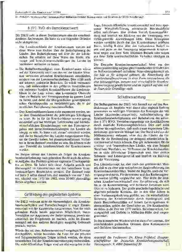 Vorschauseite 5: Substanzverlut! Leistungabgfall! Milliarden-Defizite! Konsequenzen und Gefahren der KHG-Novellierung!