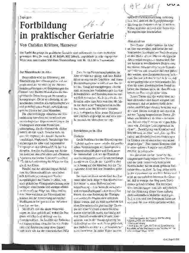 Vorschauseite 1: Fortbildung in praktischer Geriatrie