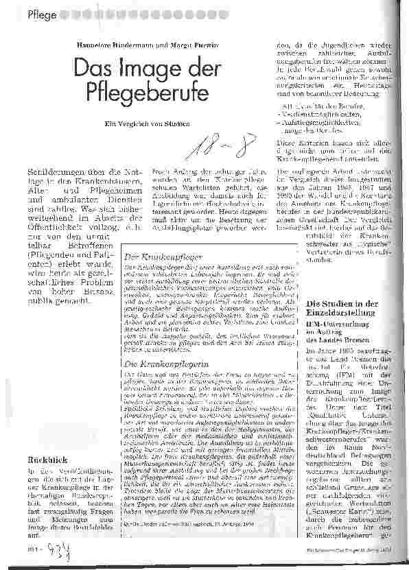 Vorschauseite 1: Das Image der Pflegeberufe Ein Vergleich von Studien