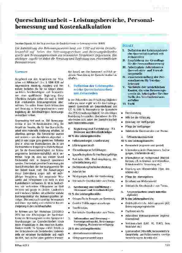 Vorschauseite 1: Querschnittsarbeit - Leistungsbereiche, Personal-bemessung und Kostenkalkulation