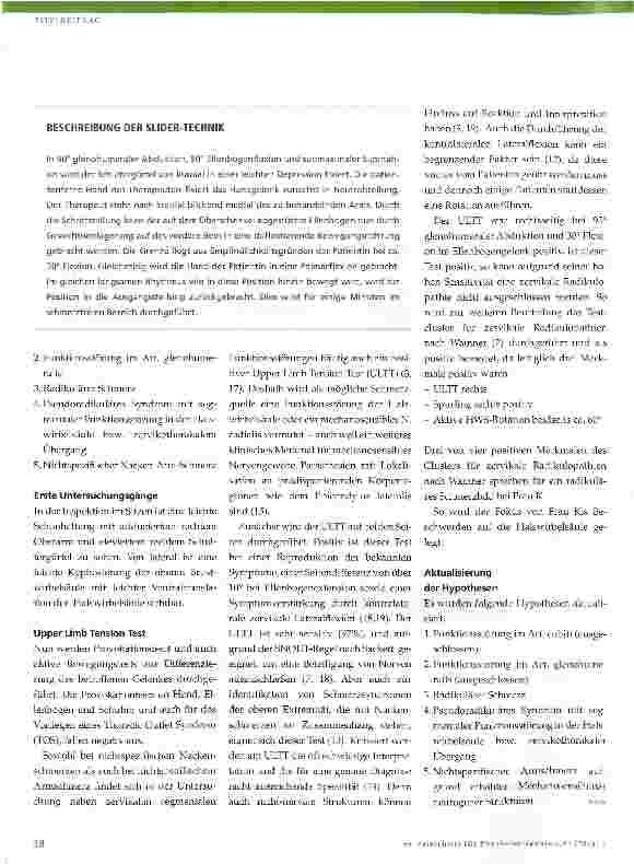 Vorschauseite 5: Behandlung von Nackenund Ellenbogenschmerz des dominanten Arms mit zervikalen Lateral-glidetechniken und neurodynamischen Slidern