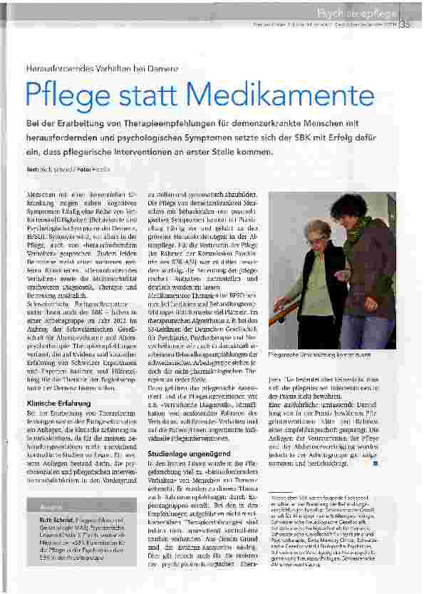 Vorschauseite 1: Pflege statt Medikamente