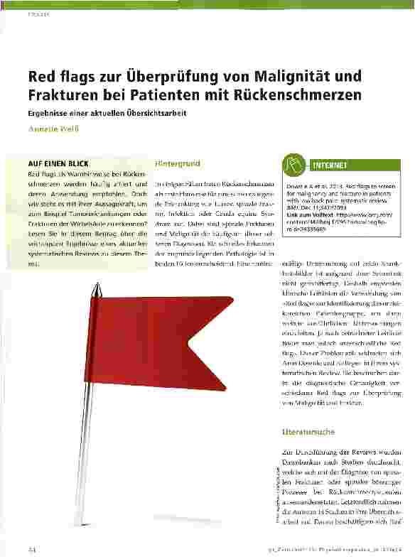 Vorschauseite 1: Red flags zur Überprüfung von Malignität und Frakturen bei Patienten mit Rückenschmerzen