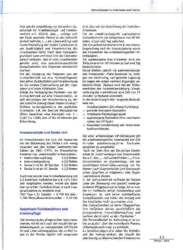 Vorschauseite 2: Personalbedarf in Anästhesie und Intensiv