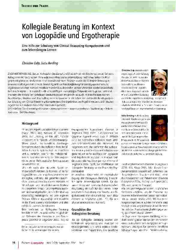 Vorschauseite 1: Kollegiale Beratung im Kontext von Logopädie und Ergotherapie