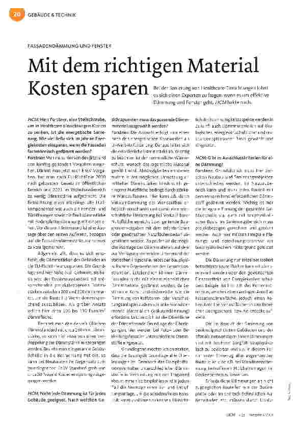 Vorschauseite 1: Mit dem richtigen Material Kosten sparen