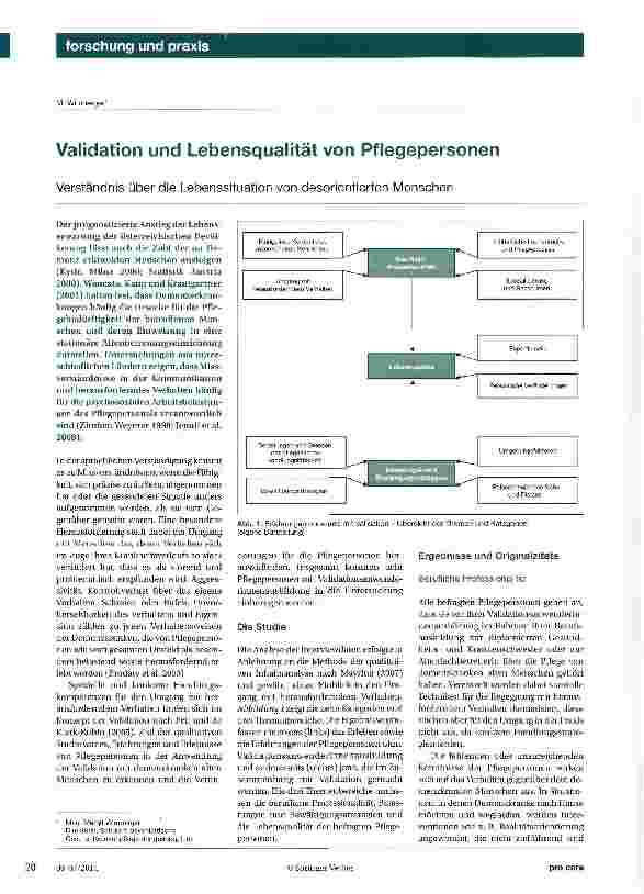 Vorschauseite 1: Validation und Lebensqualität von Pflegepersonen