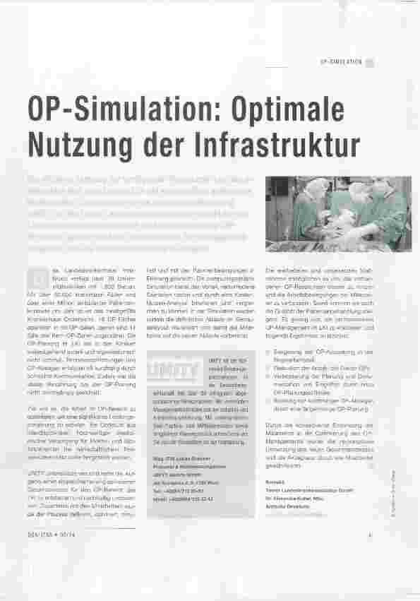 Vorschauseite 1: OP-Simulation; Optimale Nutzung der Infrastruktur
