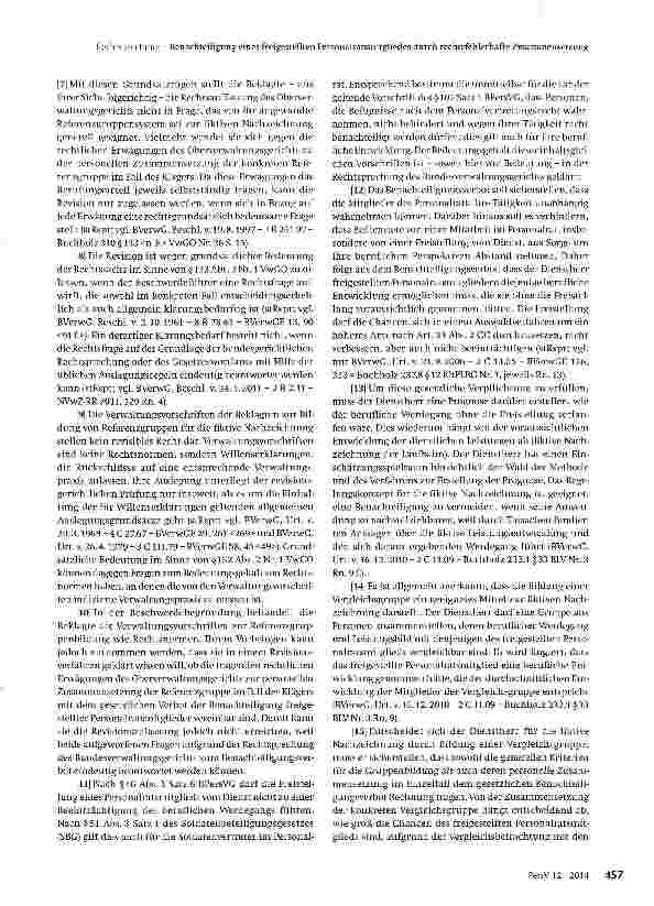 Vorschauseite 2: Benachteiligung eines freigestellten Personalratsmitgliedes durch rechtsfehlerhafte Zusammensetzung der Referenzgruppe