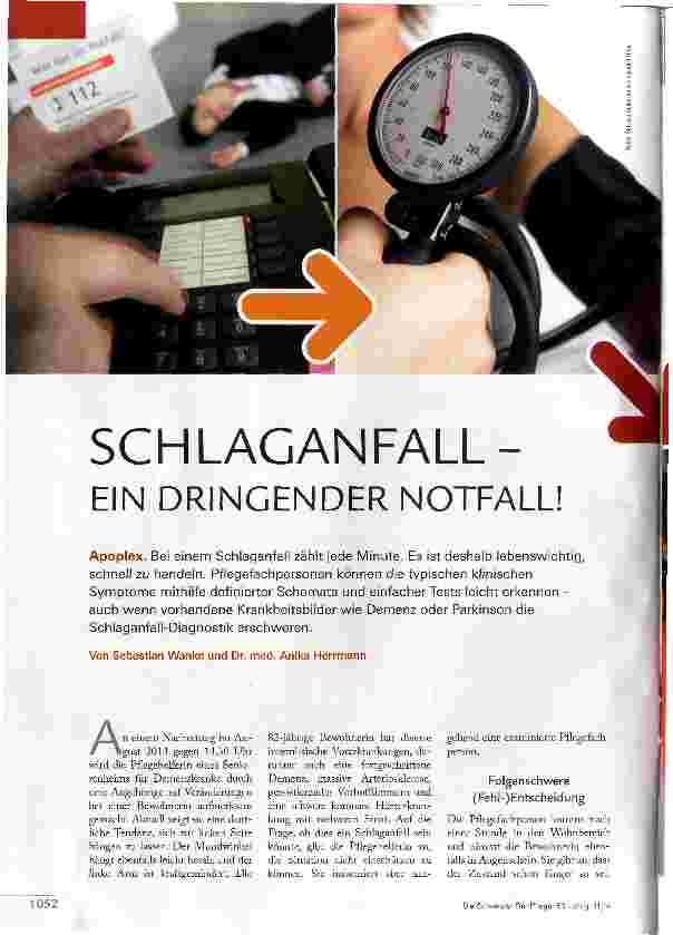 Vorschauseite 1: SCHLAGANFALL- EIN DRINGENDER NOTFALL!