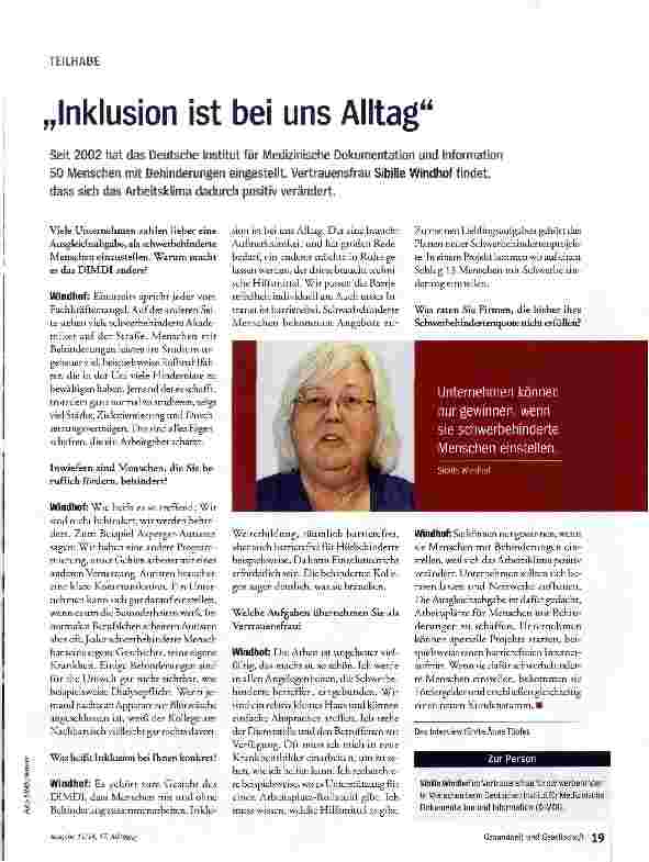 Vorschauseite 1: Inklusion ist bei uns Alltag