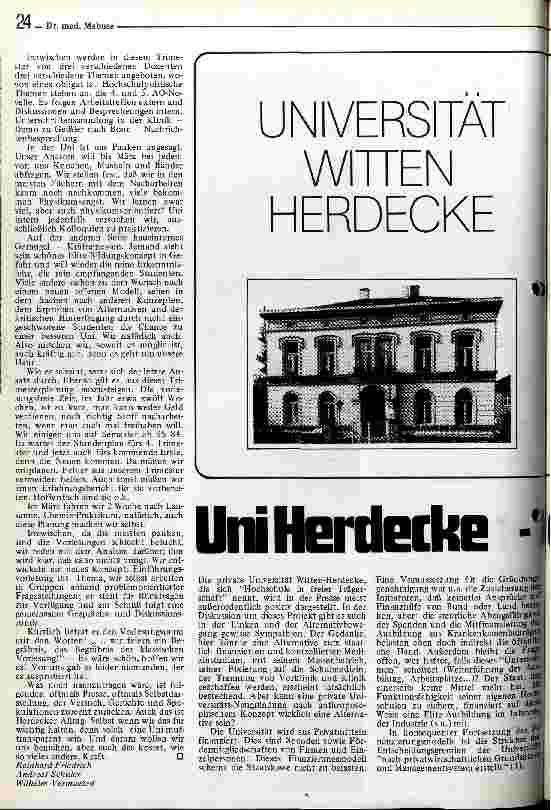 Vorschauseite 3: Privatuniversität Herdecke Herdecker Studenten berichten