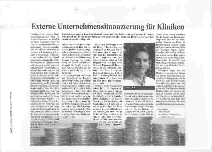 Vorschauseite 1: Externe Unternehmensfinanzierung für Kliniken