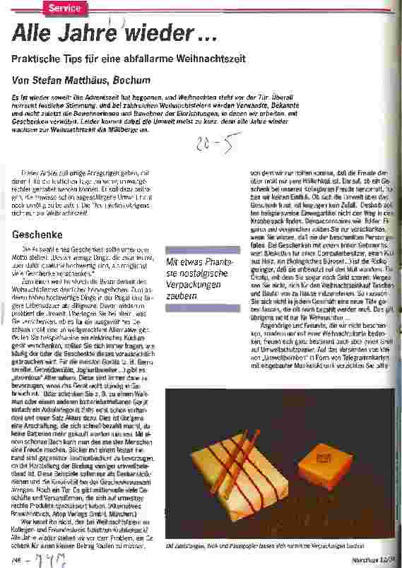 Vorschauseite 1: Alle Jahre wieder ... Praktische Tips für eine abfallarme Weihnachtszeit