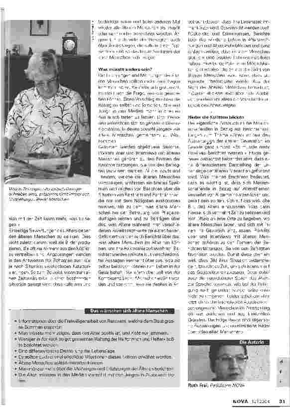 Vorschauseite 2: Berichte zum Thema Alter. Die Sichtweisen älterer Menschen