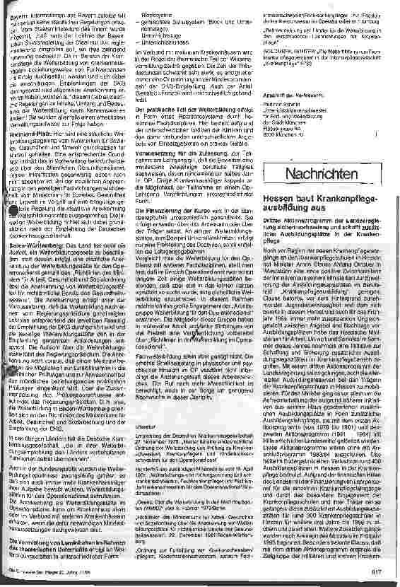 Vorschauseite 2: Stand der Weiterbildung für den Operationsdienst in den einzelnen Bundesländern