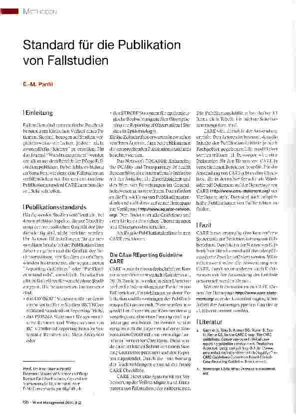 Vorschauseite 1: Standard für die Publikation von Fallstudien
