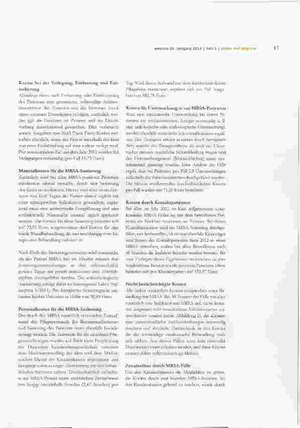 Vorschauseite 3: Berechnung der Kosten für einen nosokomialen MRSA-Fall in einem Krankenhaus der Schwerpunktversorgung in Rheinland-Pfalz