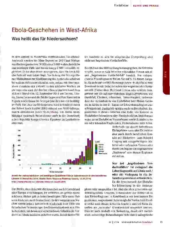 Vorschauseite 1: Ebola-Geschehen in West-Afrika Was heißt das für Niedersachsen?