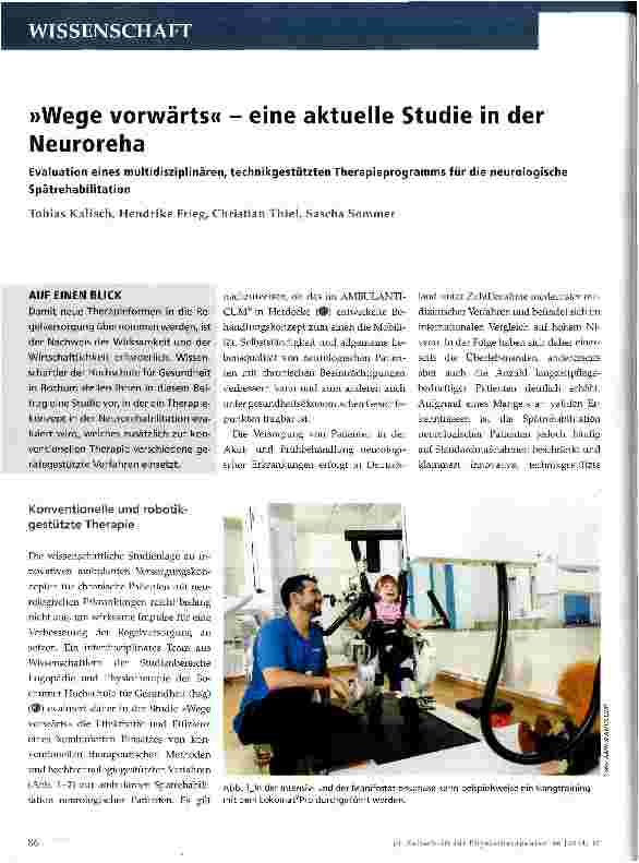 Vorschauseite 1: »Wege vorwärts« - eine aktuelle Studie in der Neuroreha
