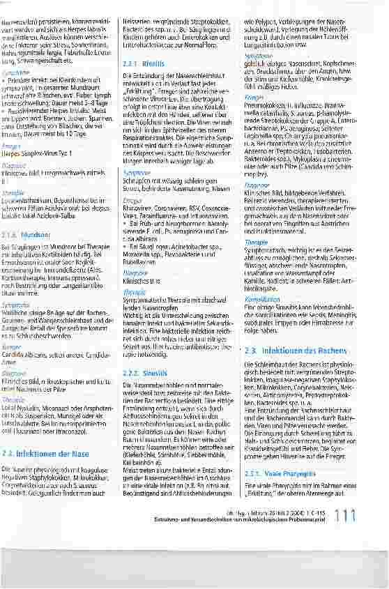 Vorschauseite 2: Entnahmeund Versandtechniken von mikrobiologischem ProbenmaterialInfektionen der oberen Atemwege