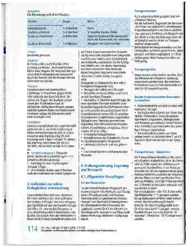 Vorschauseite 5: Entnahmeund Versandtechniken von mikrobiologischem ProbenmaterialInfektionen der oberen Atemwege