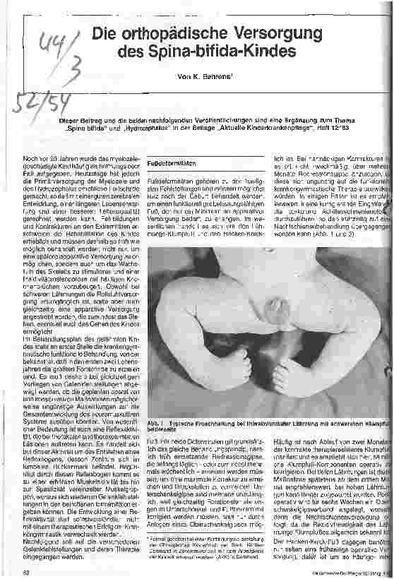 Vorschauseite 1: Die orthopädische Versorgung des Spina-bifida-Kindes