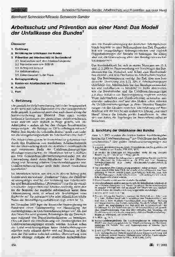 Vorschauseite 1: Arbeitsschutz und Prävention aus einer Hand: Das Modell der Unfallkasse des Bundes