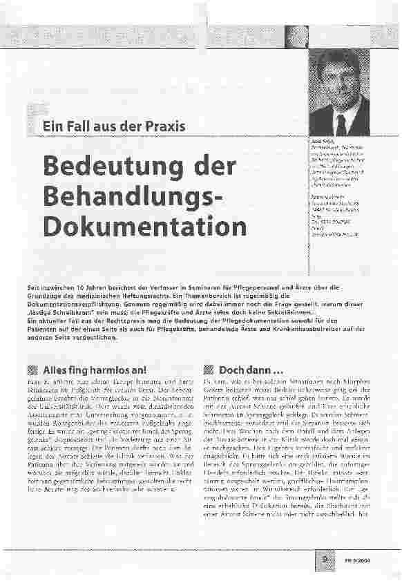 Vorschauseite 1: Bedeutung der Behandlungs-Dokumentation