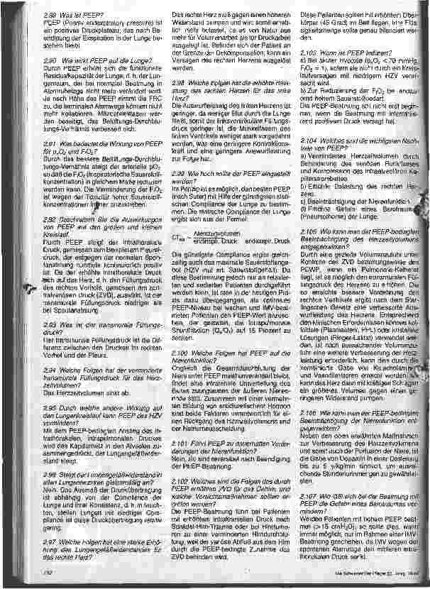 Vorschauseite 2: Prüfungsfragen zur Anästhesie und Intensivmedizin 2.Folge, 1.Teil: Künstliche Beatmung, Technik, Indikationen, Respirationsentwöhnung