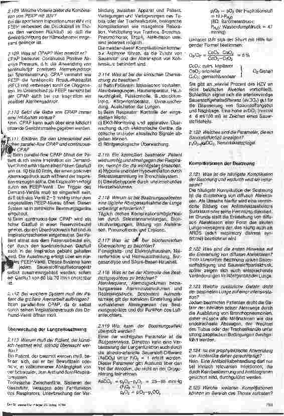Vorschauseite 3: Prüfungsfragen zur Anästhesie und Intensivmedizin 2.Folge, 1.Teil: Künstliche Beatmung, Technik, Indikationen, Respirationsentwöhnung