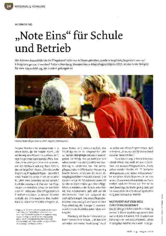 Vorschauseite 1: Note Eins für Schule und Betrieb