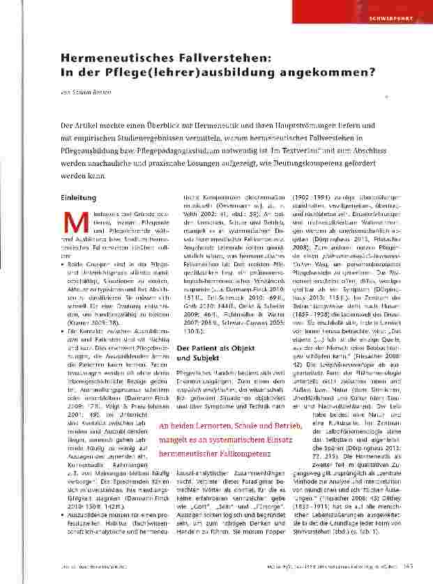 Vorschauseite 1: Hermeneutisches Fallverstehen: In der Pflege(lehrer)ausbildung angekommen?