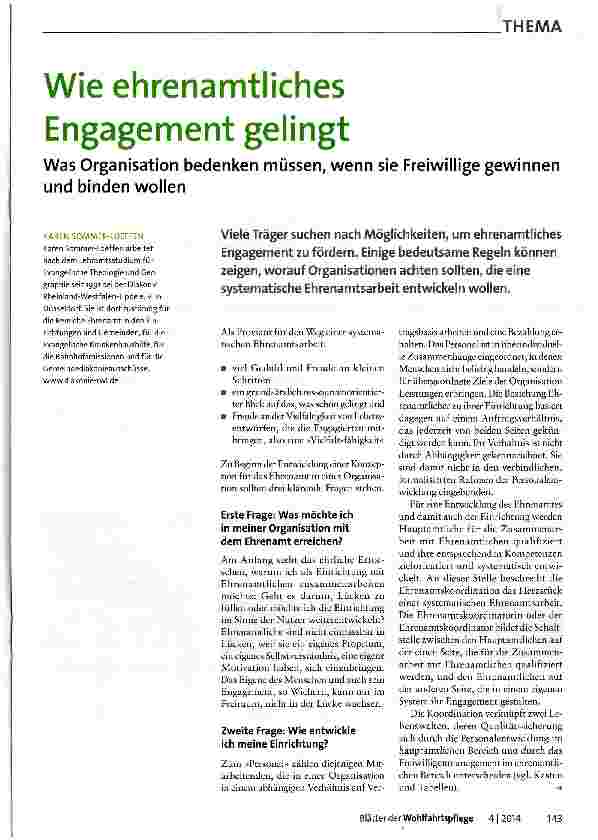 Vorschauseite 1: Wie ehrenamtliches Engagement gelingt