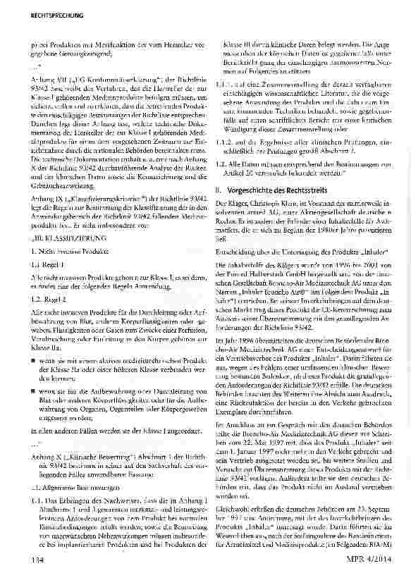 Vorschauseite 3: Untätigkeit der Kommission nach Mitteilung über die Untersagung des Inverkehrbringens eines Medizinprodukts Artt. 268, 340 Abs. 2 AEUV; Artt. 8, 18 der Richtlinie 93/42/EWG
