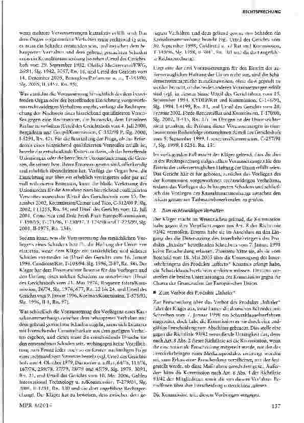 Vorschauseite 6: Untätigkeit der Kommission nach Mitteilung über die Untersagung des Inverkehrbringens eines Medizinprodukts Artt. 268, 340 Abs. 2 AEUV; Artt. 8, 18 der Richtlinie 93/42/EWG
