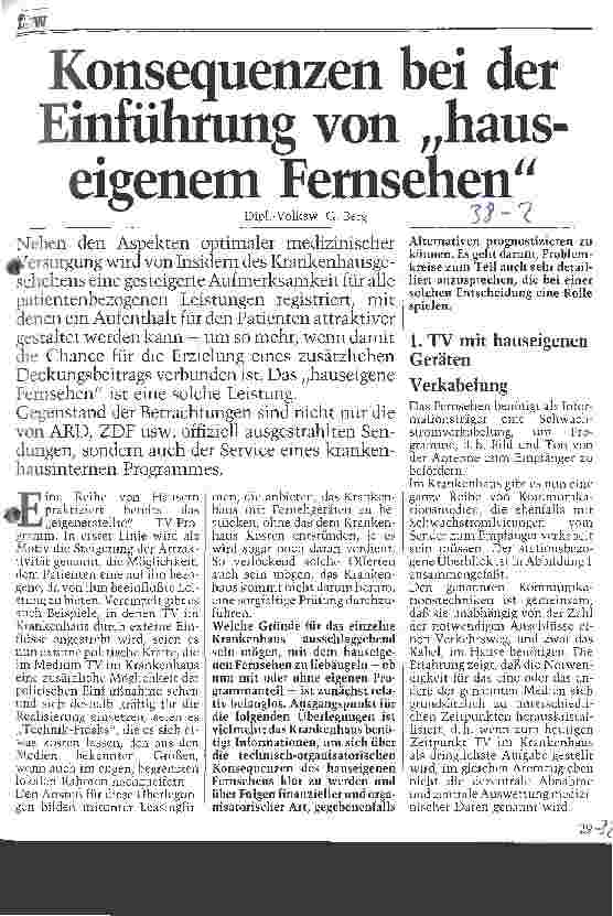 Vorschauseite 1: Konsequenzen bei der Einführung von hauseigenem Fernsehen