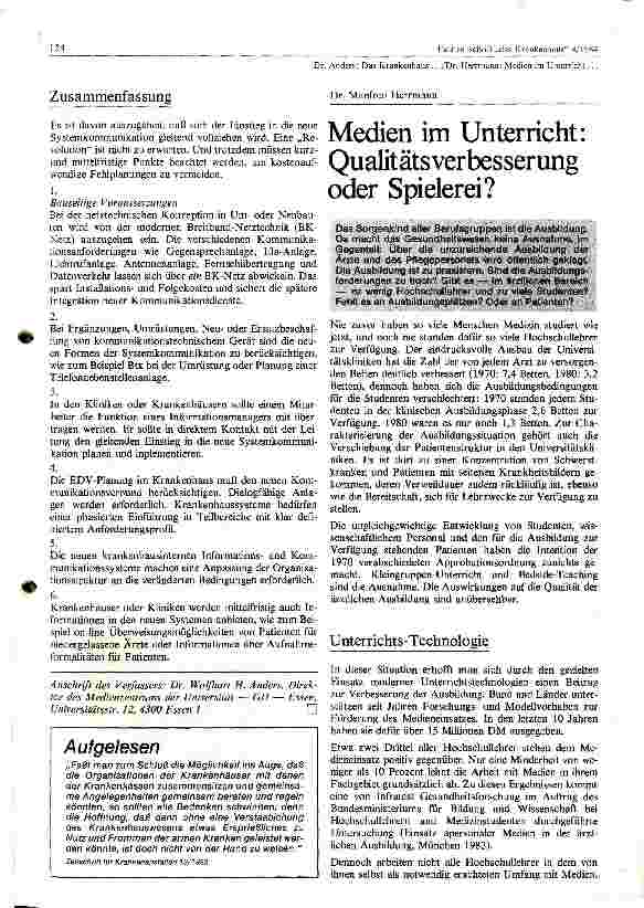 Vorschauseite 1: Medien im Unterricht : Qualitätsverbesserung oder Spielerei