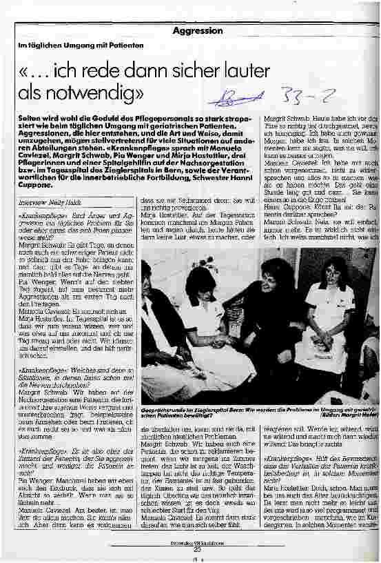 Vorschauseite 1: ... ich rede dann sicher lauter als notwendig Aggression im täglichen Umgang mit Patienten. Interview