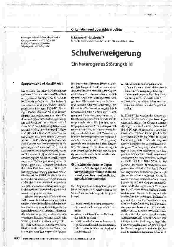 Vorschauseite 1: SchulverweigerungEin heterogenes Störungsbild
