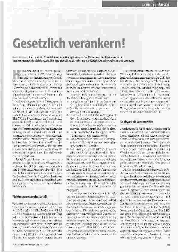 Vorschauseite 1: Gesetzlich verankern!