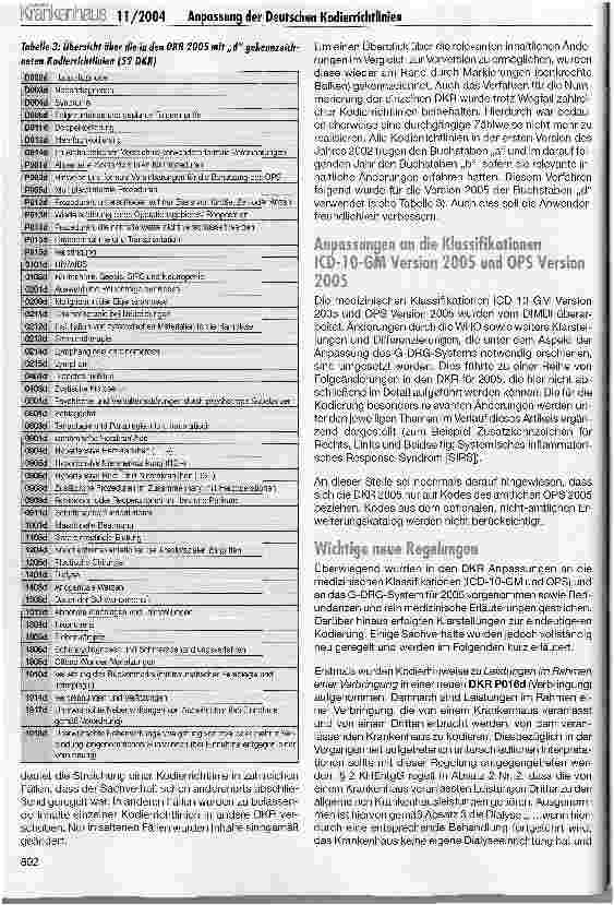 Vorschauseite 3: Anpassung der Deutschen Kodierrichtlinien für 2005