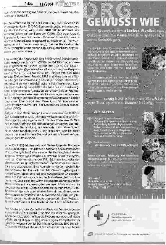 Vorschauseite 4: Anpassung der Deutschen Kodierrichtlinien für 2005