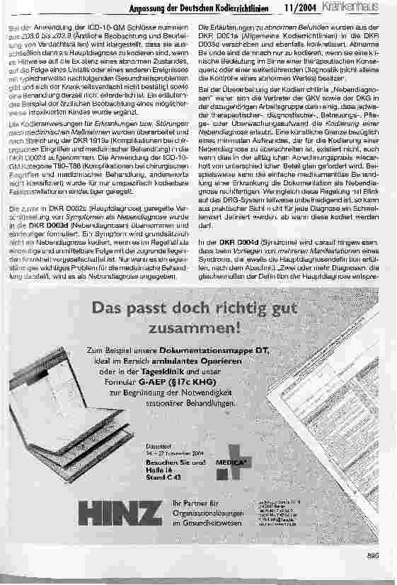 Vorschauseite 6: Anpassung der Deutschen Kodierrichtlinien für 2005