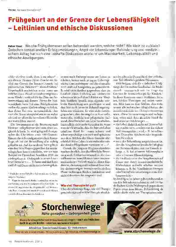 Vorschauseite 1: Frühgeburt an der Grenze der Lebensfähigkeit - Leitlinien und ethische Diskussionen